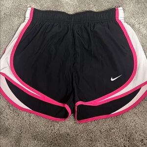 Nike Women's Black Shorts with Pink Trim